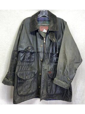 VTG 90s Outback Trading Wetlands Jacket Green Oilskin Wax Western Coat Men S #o